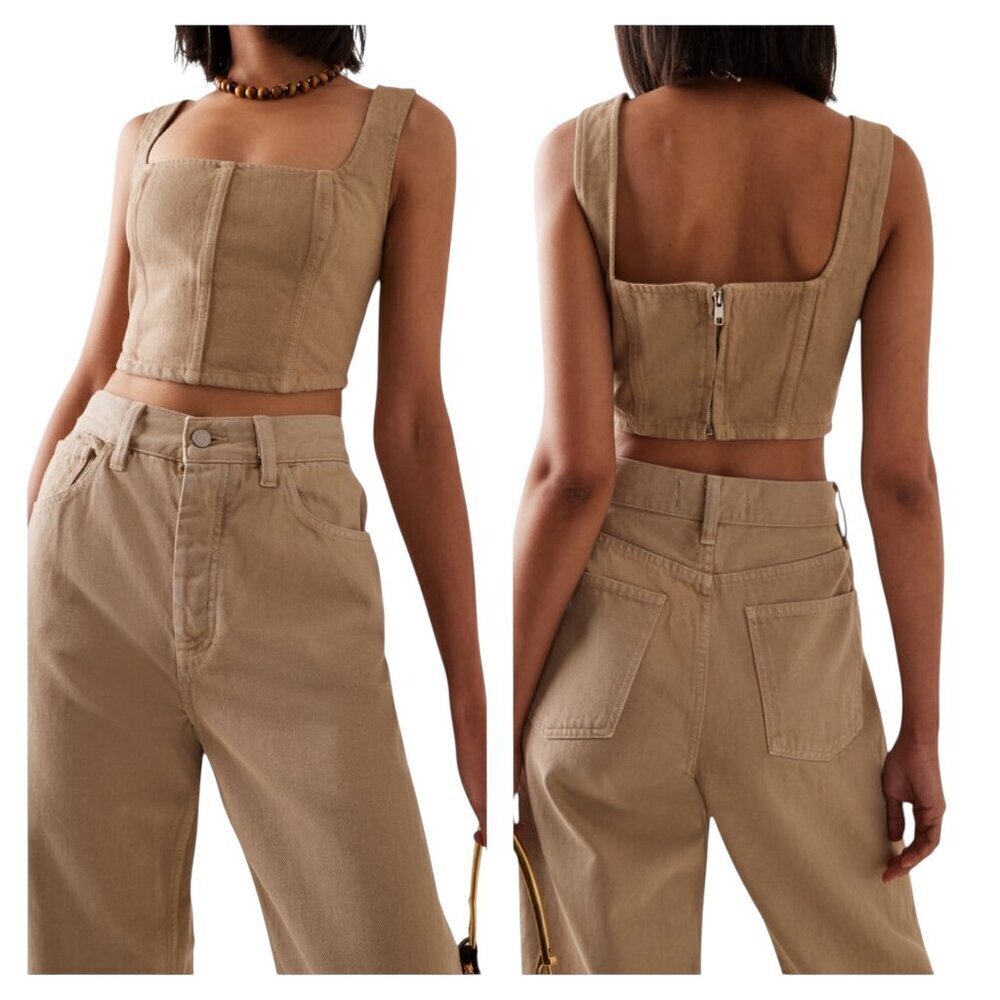 Mara Hoffman Amal Crop Top Sand Size 16 NWT Organic Cotton